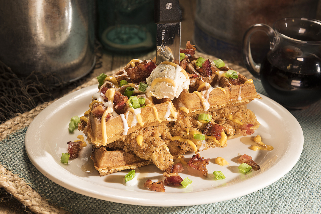 Stacked Chicken and Waffles